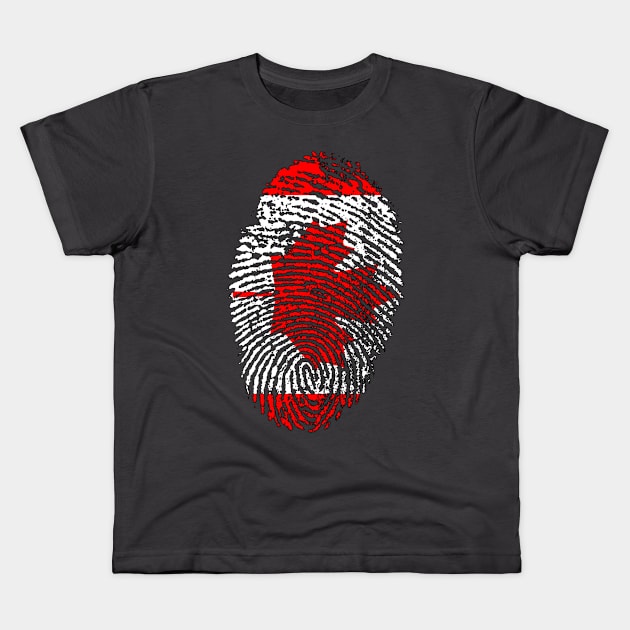 Canada Flag - Canadian Flag - CA Flag Fingerprint Kids T-Shirt by Printaha